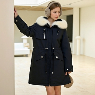 中长款 系列25冬装 抽绳收腰兔毛内胆皮草派克服 Y鹰 丽新折扣女装