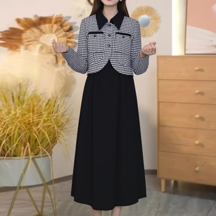 丽新折扣女装 M魅系列26春装30年老品牌千鸟格短外套二件套连衣裙