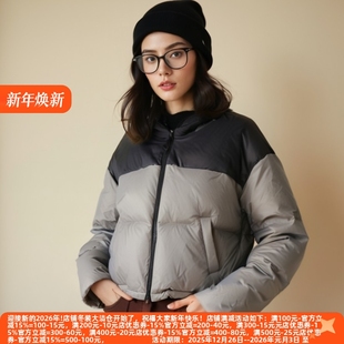 丽新折扣女装 系列24冬90白鸭绒女设计感拼接厚实宽松羽绒服 千Z