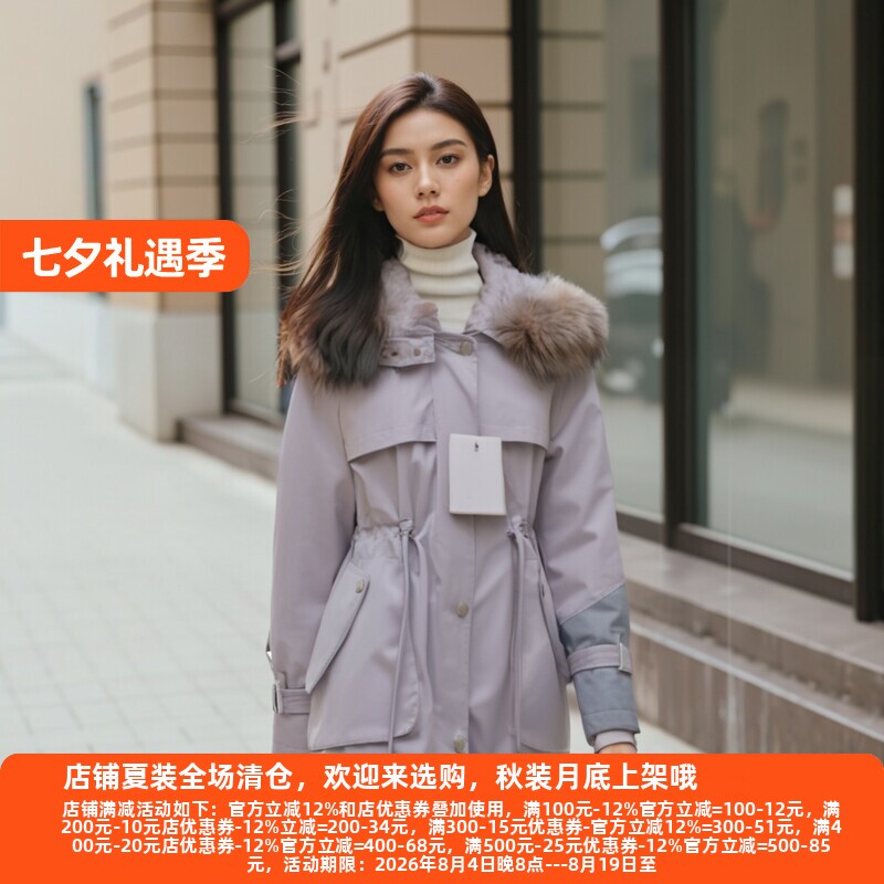 派克服可拆卸皮毛兔毛内衬