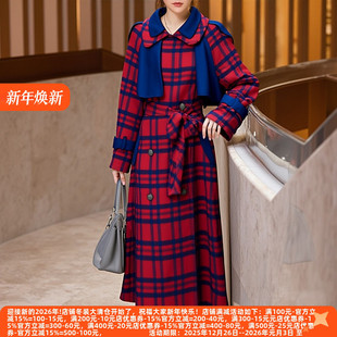 丽新折扣女装 高级感通勤有范儿复古格纹双面呢大衣 C诚系列25冬装