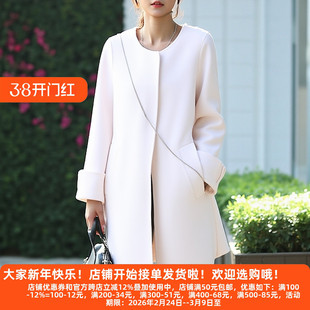 丽新折扣女装 P飘 系列25秋冬新款年轻都市女圆领暗扣双面呢大衣