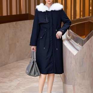 兔毛内胆皮草可拆抽绳显瘦派克服 系列25冬装 丽新折扣女装 Y鹰