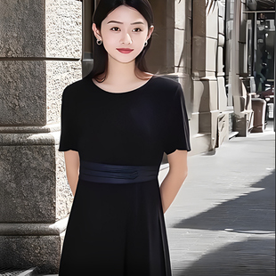 丽新折扣女装 M魅系列 25夏装独特大码30年老牌子收腰钉珠连衣裙