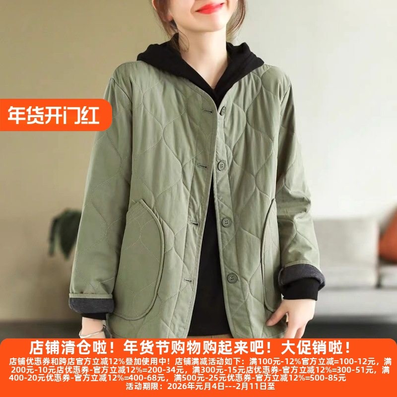 D丽新折扣 复古棉质冬季夹棉保暖长袖棉衣纯色菱格棉袄短外套,女装/女士精品,棉衣/棉服,淘宝优惠券,粉丝福利购,淘宝优惠卷