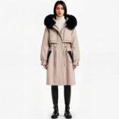 丽新折扣女装 派克服 兔毛内胆皮草暗扣收腰中长款 Y鹰 系列25冬装