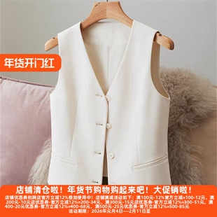 D丽新折扣女装 新款西装马甲女小背心修身外搭女款黑色短款女马夹