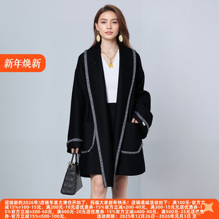 双面呢大衣 高级感通勤有范儿镶钻卷袖 丽新折扣女装 C诚系列25冬装