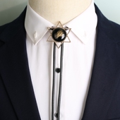 项链衬衫 欧美英伦风轻奢bolo tie六角星波洛领带男士 领结领绳配饰