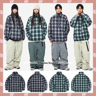 2425USS2韩国滑雪服单板双板男女款防水防风保暖格子套头上衣
