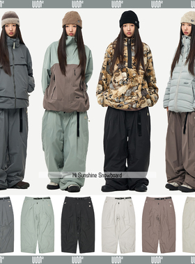 2526USS2韩国滑雪裤单双板男女款防水风宽松直筒长裤Double Line