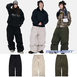 2526BSRABBIT韩国滑雪裤单板双板男女防水透气黑色米绿可收腿雪裤
