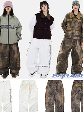 2526BSRABBIT韩国滑雪裤单板双板男女防水透气白色棕色可收腿雪裤