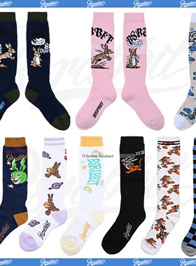 2526BSRABBIT韩国滑雪袜单双板男女保暖袜中筒厚棉袜彩色棉袜子