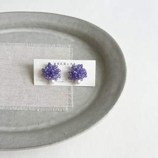 【迷人的紫色】原创天然石耳饰 小众耳钉 925纯银针 可定制耳夹