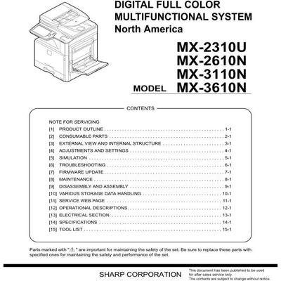 夏普 MX 2310U 2610N 3110N 3610N 彩机英文维修手册