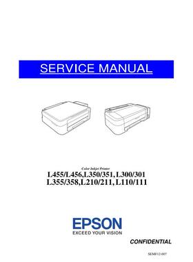 爱普生L455 L456 L350 L351 L300 L301喷墨打印机英文维修手册