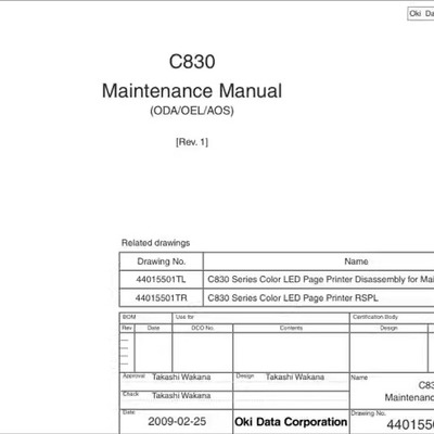 OKI C830 彩机英文维修手册