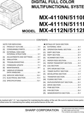 夏普 MX-4112N MX-5112N 彩机英文维修手册