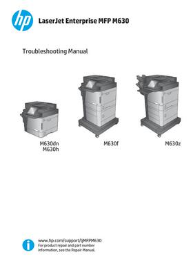 惠普 MFP M630dn M630h M630f M630z 黑白机英文故障手册