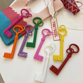 创意ins小红书同款 糖果色大钥匙扣硅胶挂饰纯色汽车包包钥匙圈