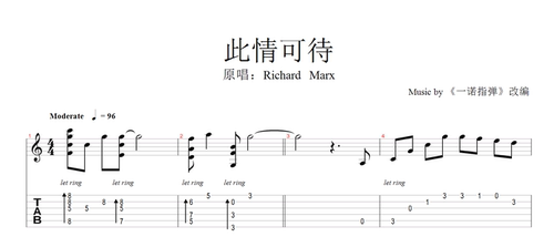 一诺改编指弹片段《此情可待》吉他谱 - 封面