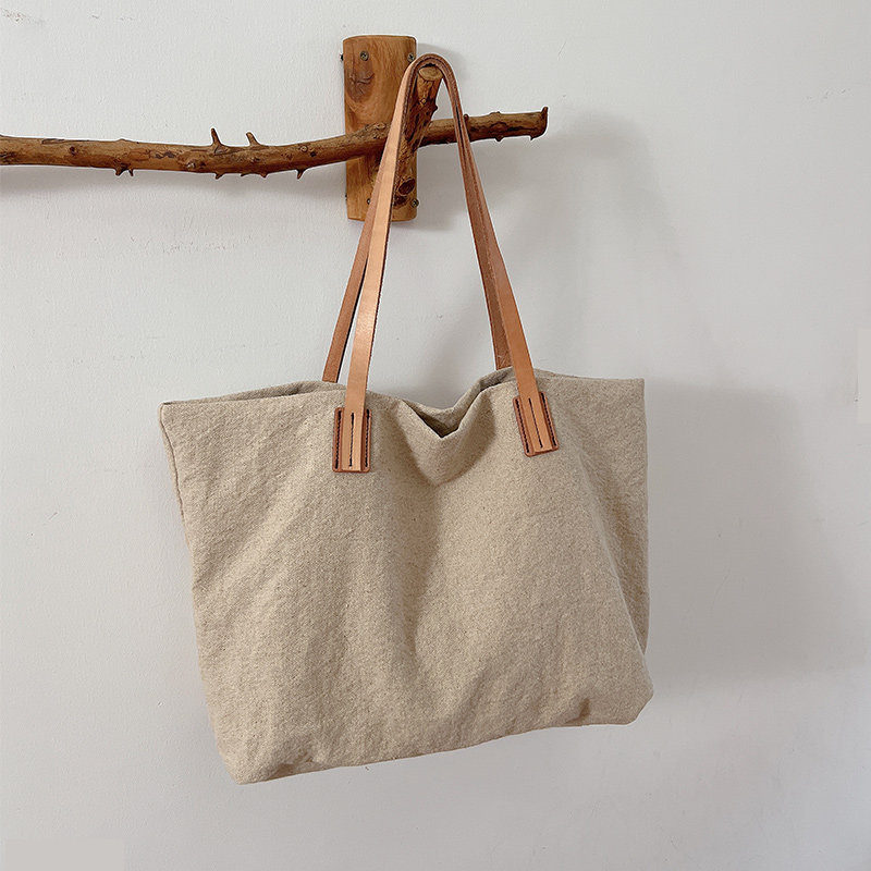 包包女士棉麻新款帆布简约托特包女轻便上班通勤手提单肩包大容量