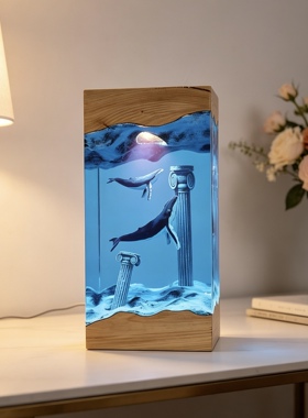 座头鲸鲸鱼夜灯海底遗迹氛围灯桌面摆件礼物