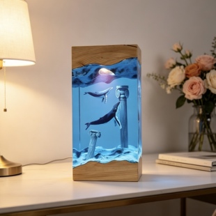 座头鲸鲸鱼夜灯海底遗迹氛围灯桌面摆件礼物