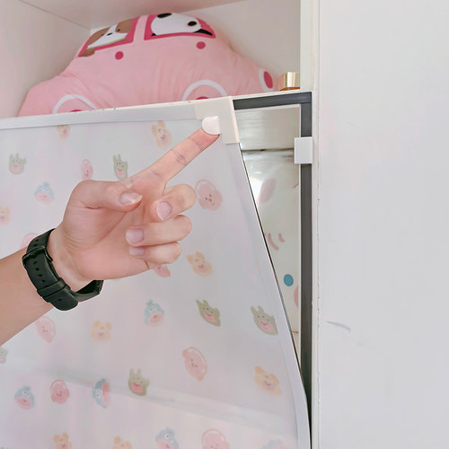 儿童柜子自装磁吸窗帘女孩卧室书柜门加装小门帘磁性短帘装饰防虫