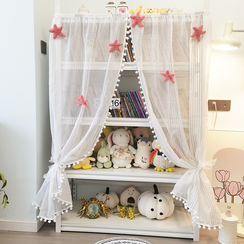 可爱书柜遮丑帘绘本架防尘帘梦幻帘挡灰穿杆帘装饰纱帘厨房半帘,居家布艺,成品窗帘,淘宝优惠券,粉丝福利购,淘宝优惠卷