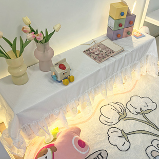 加厚布料盖巾纯白色电视柜垫轻奢防猫毛柜子防脏垫书桌桌面保护垫