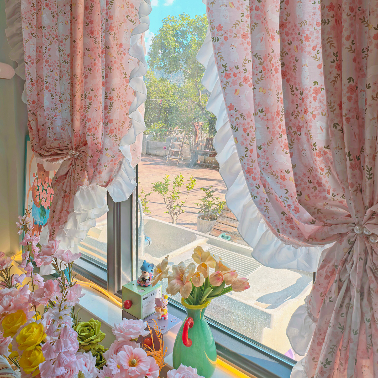 纯棉全棉环保无味厨房窗帘可爱浪漫粉色卧室高级感隔断帘公主风,居家布艺,成品窗帘,淘宝优惠券,粉丝福利购,淘宝优惠卷