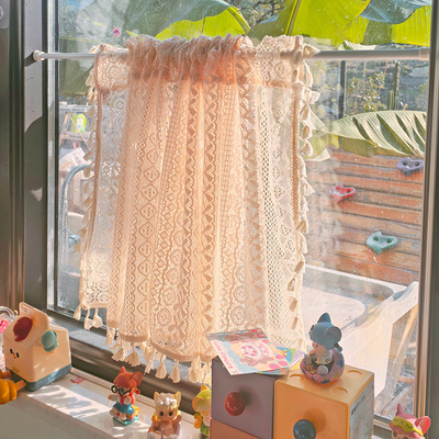 北欧风镂空流苏花边短帘遮挡帘民宿小院装饰窗帘短款半帘卧室遮光