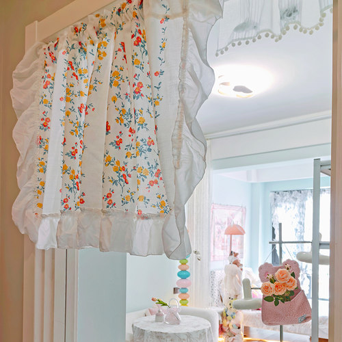 别致法式田园帘短帘透光不透人卧室入户小碎花卫生间门口遮挡帘