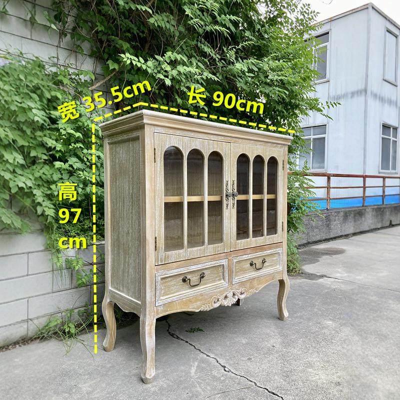 田园乡村隔断雕花复古做旧餐边柜装饰柜展示柜玄关柜风INS储物柜