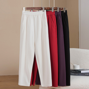 2025秋冬新款时尚高腰宽松显瘦百搭垂感加绒窄版阔腿直筒九分裤