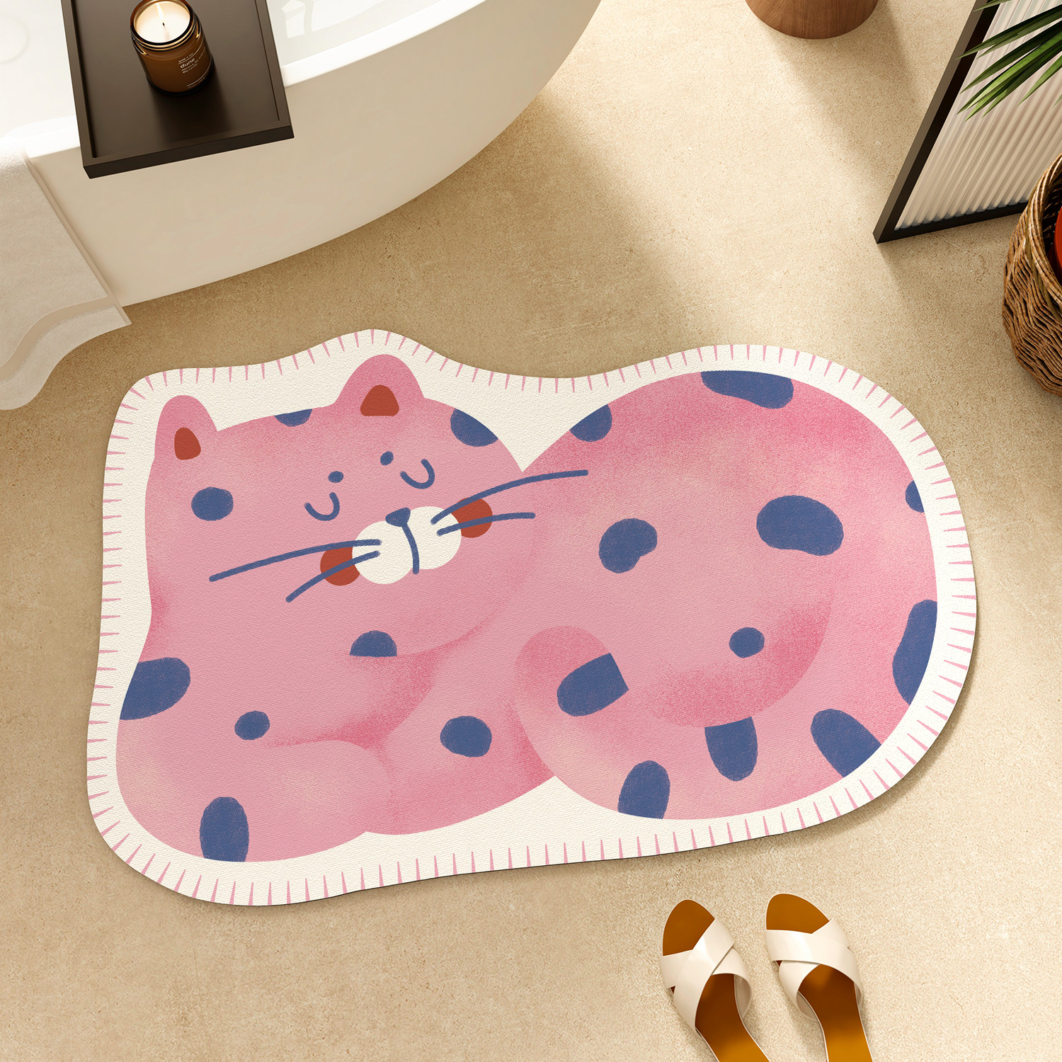 卡通猫咪浴室地垫卫生间门口防滑吸水速干脚垫厕所防摔踩脚地毯,居家布艺,家用脚垫,淘宝优惠券,粉丝福利购,淘宝优惠卷