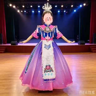 儿童演出服租快乐阳光女童阿妹的花斗笠侗族畲族摩梭族撒尼族彝族