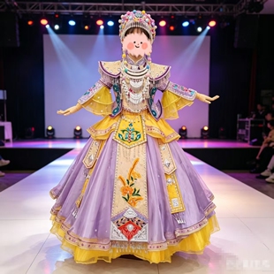 儿童演出服出租火凤凰白族羌族阿妹的花斗笠仡佬族彝族女童表演服