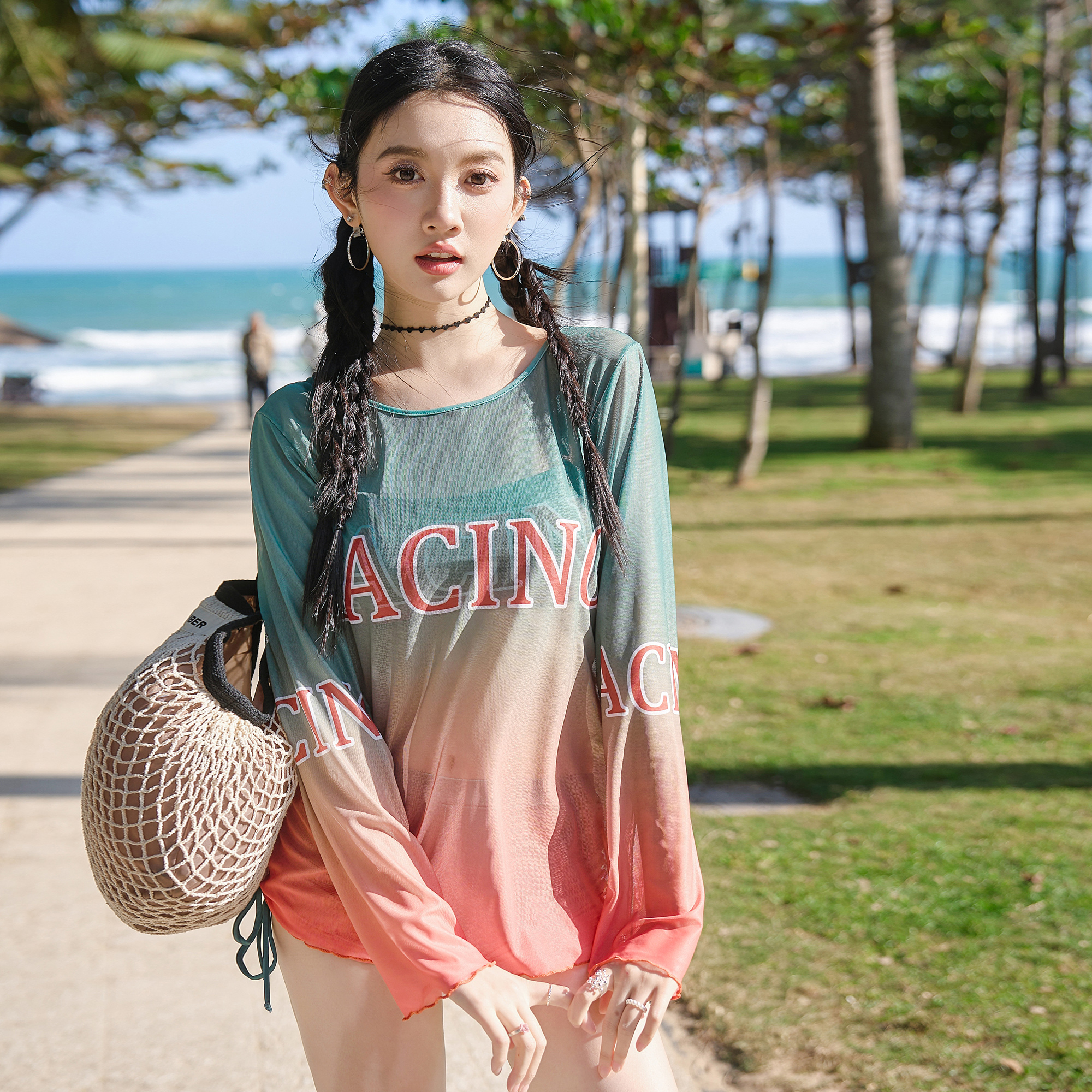 2025夏季新款泳衣女三件套情侣装分体男沙滩泳裤防尴尬泡温泉显瘦