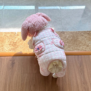 可爱蝴蝶结棉服四脚衣马甲 FB小众原创法斗狗狗衣服恶霸比熊秋冬