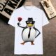 跳舞企鹅短袖 男t恤女恶搞企鹅表情包可爱马加企抽象猎奇学生衣服