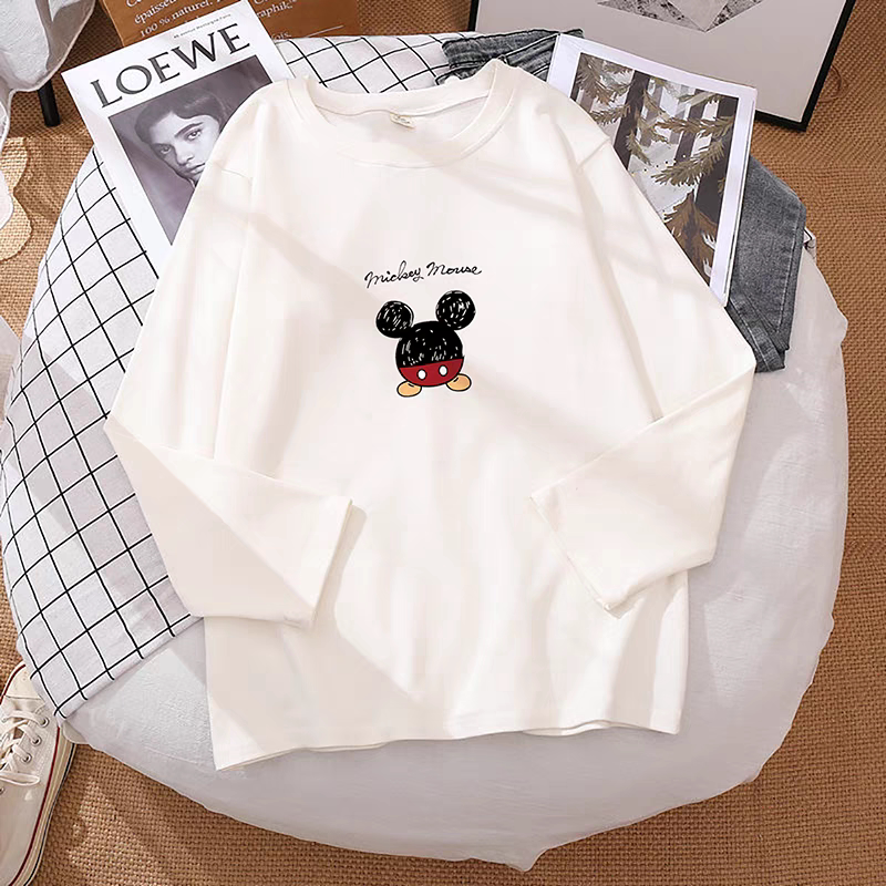 加肥加大码春秋季米奇长袖冬t恤女装闺蜜宽松显瘦学生上衣服200斤