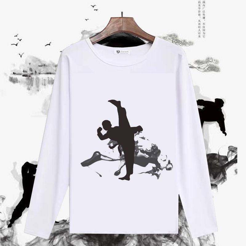 黑白阴阳太极图长袖练功文化衫男女武术T恤太极拳服装休闲衫上衣
