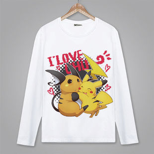 口袋妖怪宠物小精灵神奇宝贝皮卡丘动漫周边T恤长袖秋季衣服男女