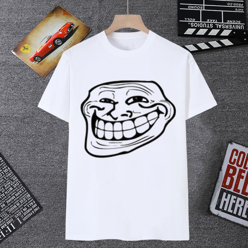 trollface表情包短袖男t恤女coolface恶搞巨魔脸邪恶微笑衣服学生