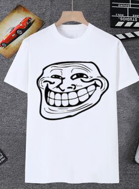trollface表情包短袖男t恤女coolface恶搞巨魔脸邪恶微笑衣服学生