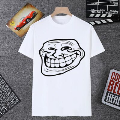 trollface表情包短袖男t恤女coolface恶搞巨魔脸邪恶微笑衣服学生
