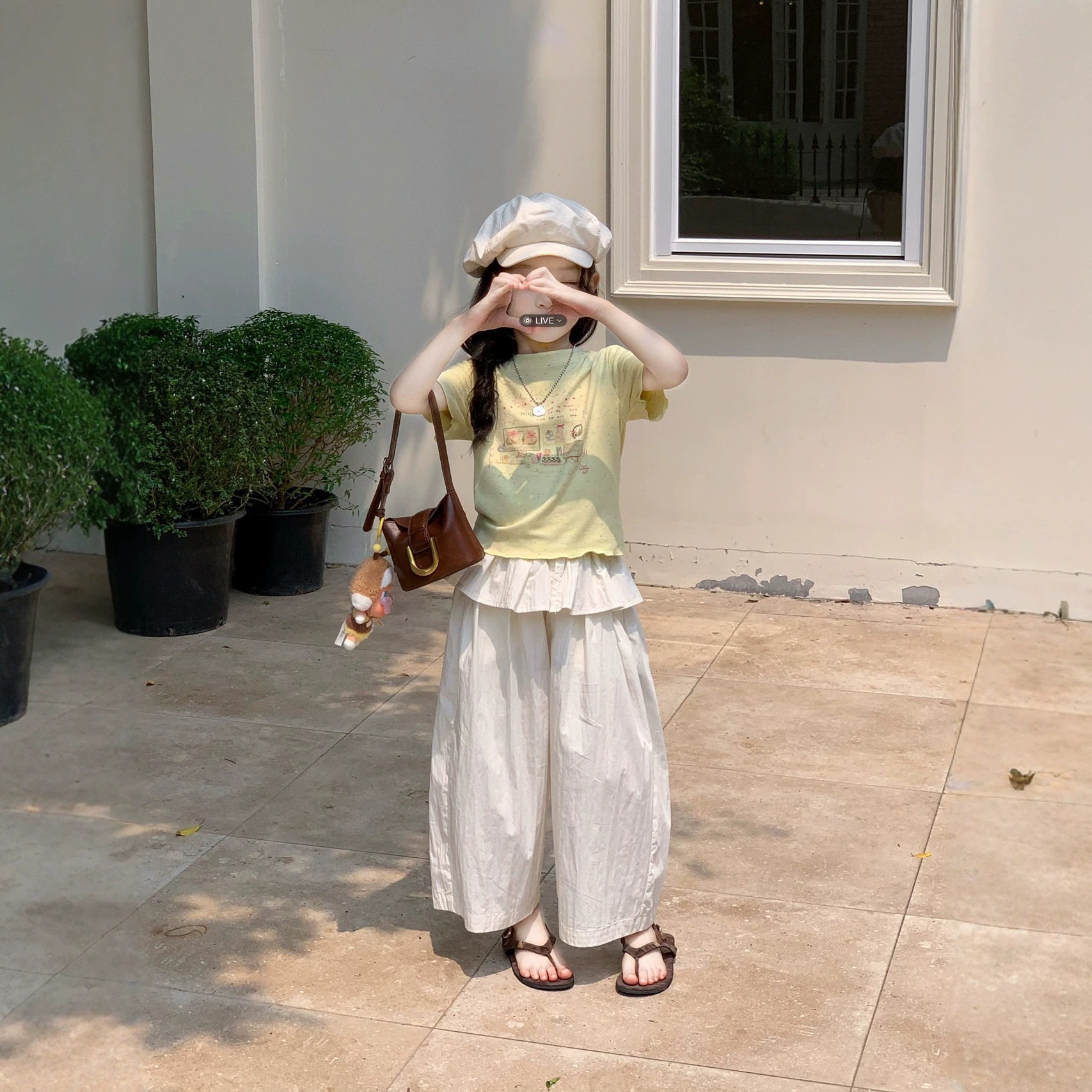 儿童短袖T恤2026夏季新款童装女童宝宝卡通密边上衣裙摆边棉布裤